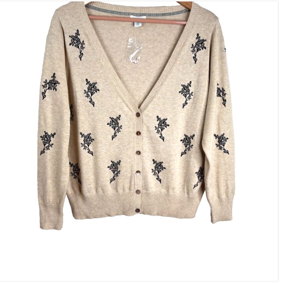 NWT Sundance Meadow Dreams Cardigan XL Embroidered Beige Floral Minimalist Boho - Picture 2 of 11